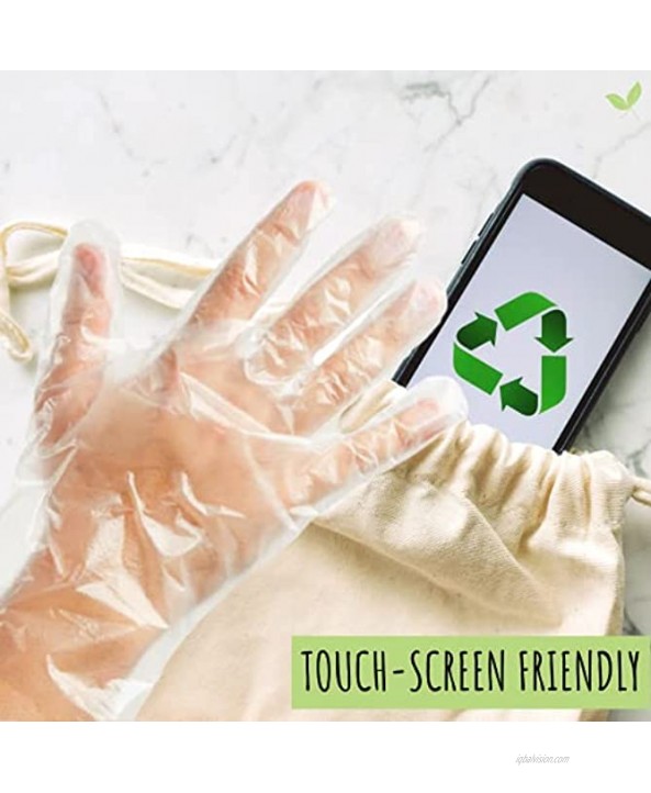 Disposable Food Prep Gloves – Compostable Latex-Free Gloves Made of Plant-Based PLA Pack of 100; Large – Your Perfect Partner in Hygienic Eco-Friendly and Safe Food Preparation. Non-plastic