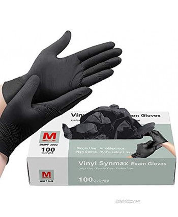 Disposable Gloves Black Squish Vinyl Gloves Latex Free Powder-Free Glove Cleaning Gloves for Industrial Kitchen Cooking Cleaning Food Handling 100PCS Box M