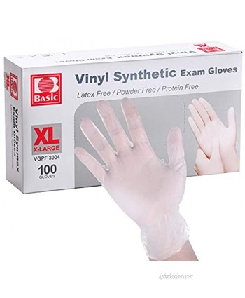 Disposable Latex Free 100 Pcs,Basic Clear Vinyl Exam Gloves,XL Size