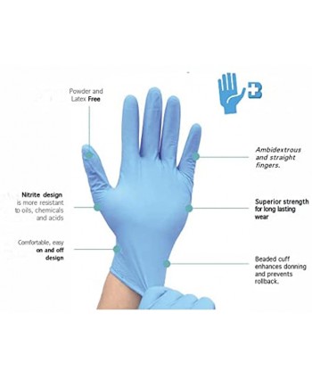 Disposable Powder-Free Nitrile Gloves Latex Free Non-Sterile Exam Glove 4 mil
