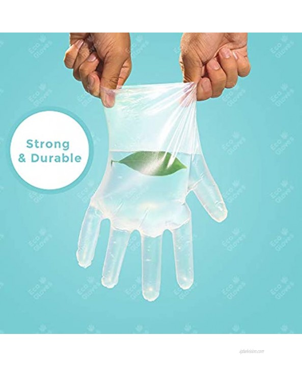 Eco Gloves Individually Wrapped Compostable Gloves | Plant-Based & Eco-friendly | For On-the-Go Protection Cleaning Food Handling Pet Care | One Size Fits Most | Clear