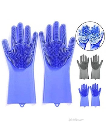 EZTecho Pair of Dishwashing Gloves Reusable Silicone Scrubbers Sponge Rubber Gloves