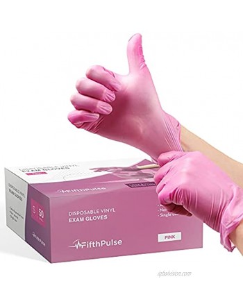 FifthPulse Pink Vinyl Disposable Gloves 50 Pack