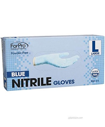 ForPro Blue Nitrile Gloves Powder-Free Latex-Free Non-Sterile Food Safe 4 Mil Large 100-Count
