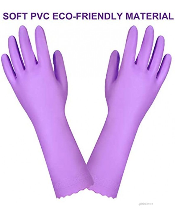 Household Dishwashing Cleaning Gloves with Latex Free Cotton Lining,Kitchen Gloves 2 Pairs Purple Medium