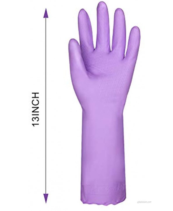 Household Dishwashing Cleaning Gloves with Latex Free Cotton Lining,Kitchen Gloves 2 Pairs Purple Medium