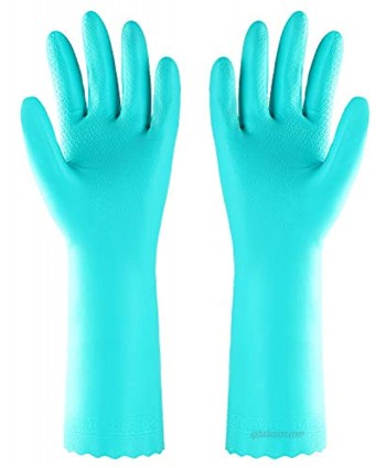 Household Dishwashing Cleaning Gloves with Latex Free Cotton Lining,Kitchen Gloves 2 Pairs blue+blue Large