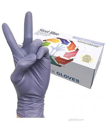 Infi-touch Heavy Duty Steel Blue Nitrile Gloves 9.5" Length Powder Free 6 Mil Thickness 100 Count
