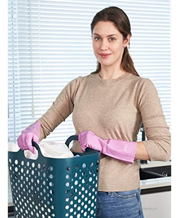 LANON Wahoo PVC Household Cleaning Gloves Reusable Dishwashing Gloves with Cotton Flocked Liner Waterproof Non-Slip Medium