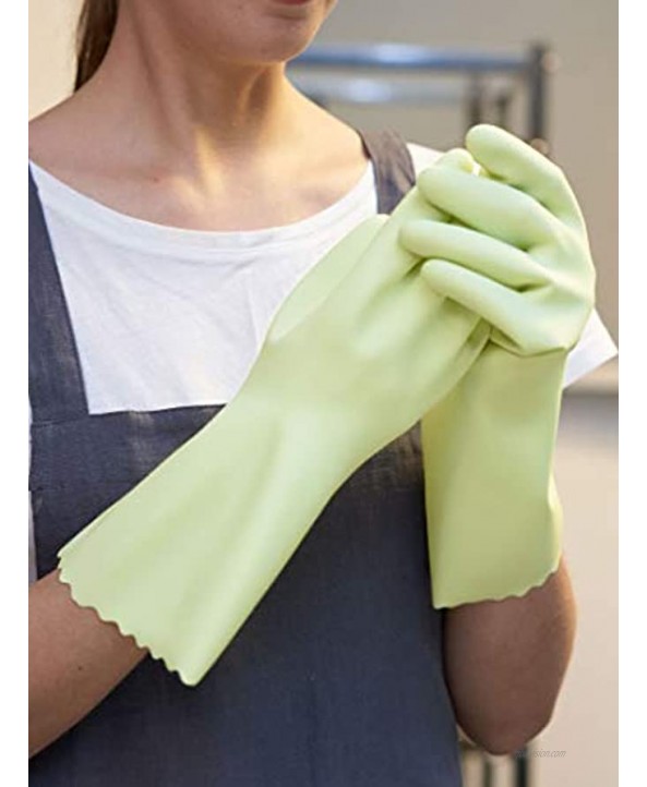 LANON Wahoo SIL-PUR Silicone Household Cleaning Gloves Food Grade Reusable Unlined Dishwashing Gloves Non-Slip Green Large