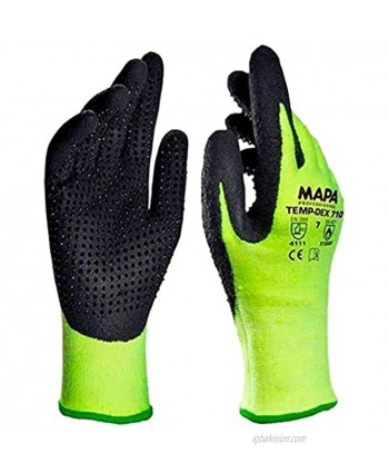 MAPA Temp-Dex 710 Nitrile Lowweight Glove High Temperature 10-1 4" Length Size 7 Black Green