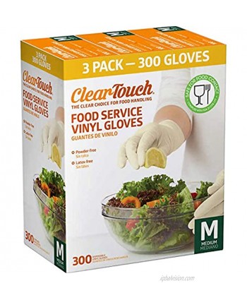 Medline Clear-Touch Disposable Food Service Vinyl Gloves Latex and Powder Free Medium 300 Count