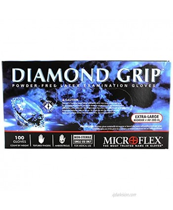 Microflex MF-300-XL PK High Five Products Inc Micro Flex Diamond Grip Latex Gloves XL 100 Pack 3.5" Height 5" Width 9.25" Length Pack of 100