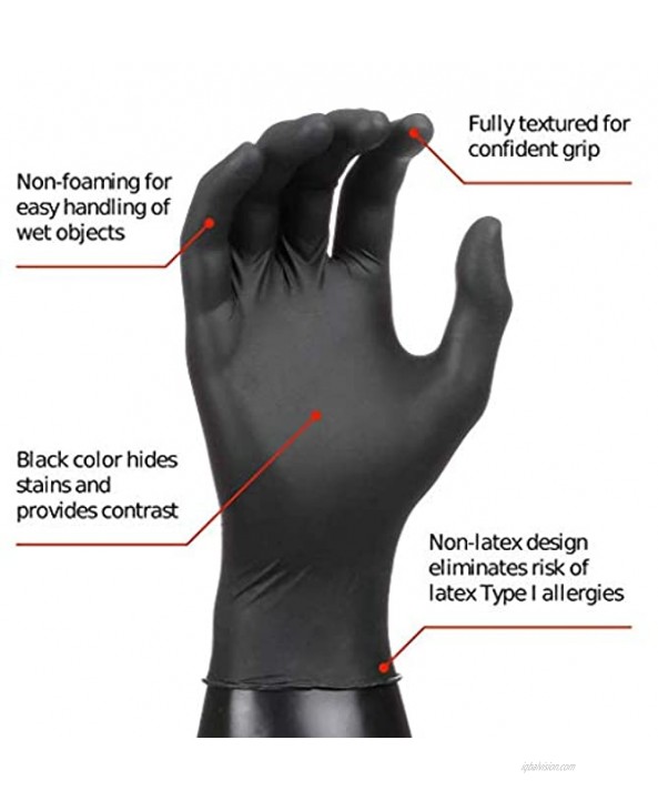 Microflex MK-296-M-Box Midknight Exam Gloves PF Nitrile Textured Black Medium Pack of 100