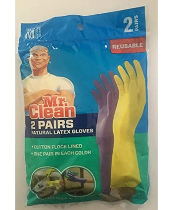 Mr. Clean Mr. Clean Medium Reusable Latex Gloves 2 Color 2 Piar 2 Count