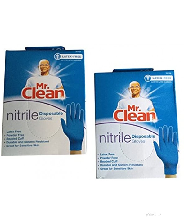 Mr. Clean Nitrile Disposable Gloves Latex Free & Powder Free 40 Gloves Per Box Pack of 2 Boxes