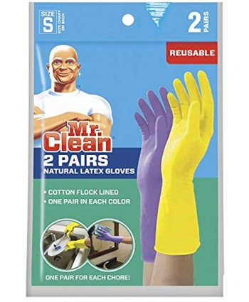 Mr. Clean Small Reusable Latex Gloves 2 Color 2 Pairs