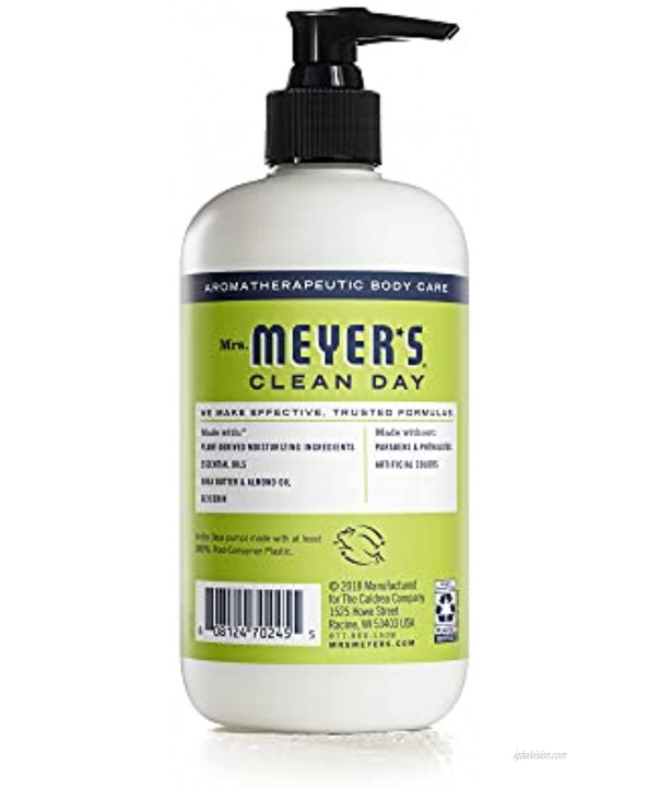 Mrs. Meyer's Clean Day Hand Lotion for Dry Hands Non-Greasy Moisturizer Made with Essential Oils Cruelty Free Formula Lemon Verbena Scent 12 oz