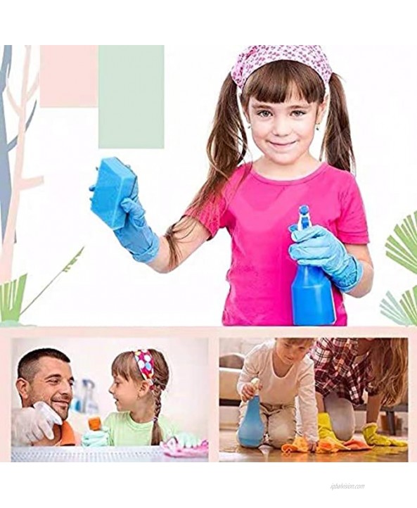 Multipurpose Disposable Nitrile Gloves for Kids of 5-12 Years Students Powder Free Latex Free Textured Finger Crafting Painting,Gardening Cooking Cleaning50PCS- Blue