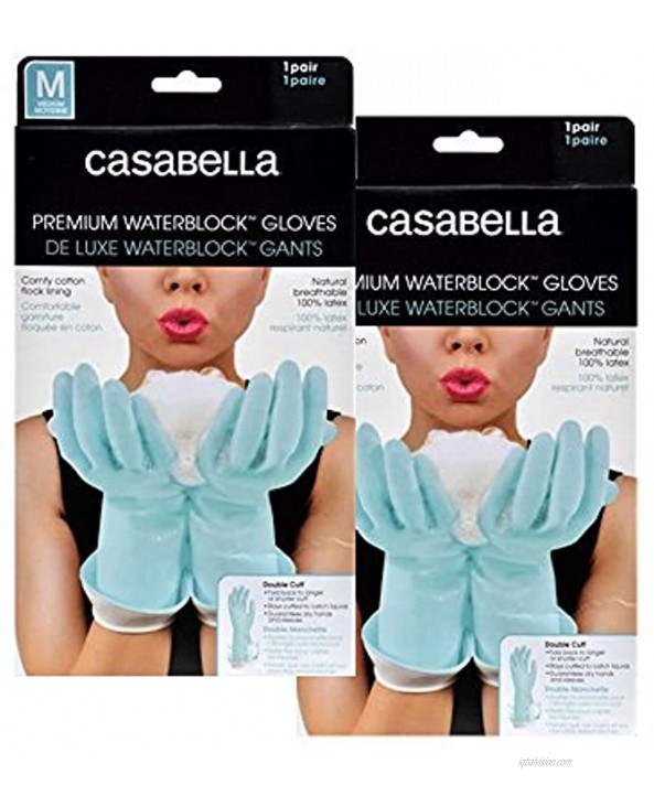 NEW! Casabella PremiumWaterBlock Gloves Blue 2 Pair4 Gloves Medium
