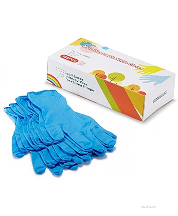 Nitrile Gloves Kids Gloves Disposable Nitrile Gloves for Children Latex Free Food Grade Powder Free for Kids Festival Preparation Crafting Painting Gardening Cooking S for 7-12 Years Blue