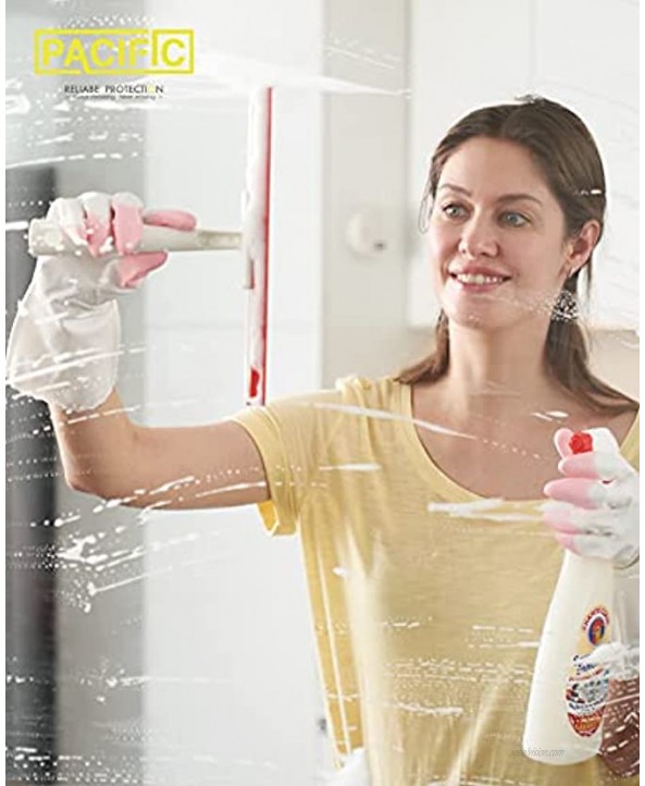 PACIFIC PPE 4 Pairs Reusable Cleaning Gloves PVC Dishwashing Gloves Latex Free Kitchen Unlined Pink Medium
