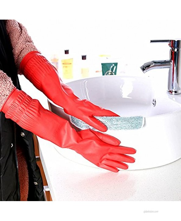 Rubber Cleaning Gloves Kitchen Dishwashing Glove 3-Pairs,Waterproof Reuseable.Small