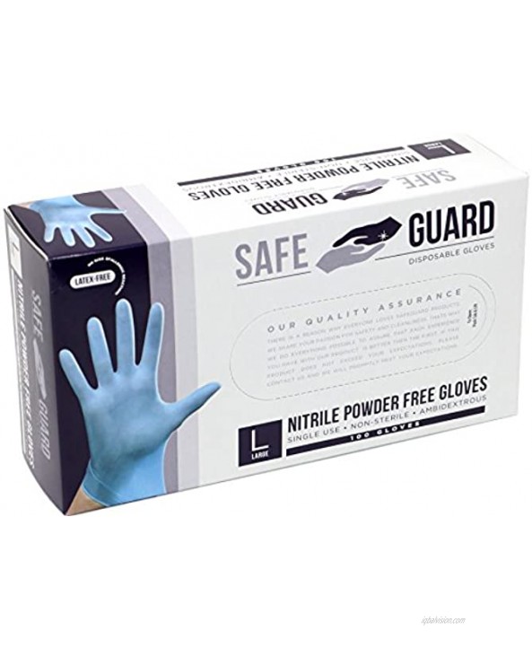 Safeguard Nitrile Disposable Gloves Powder free Food Grade Gloves Latex Free 100 Gloves Blue