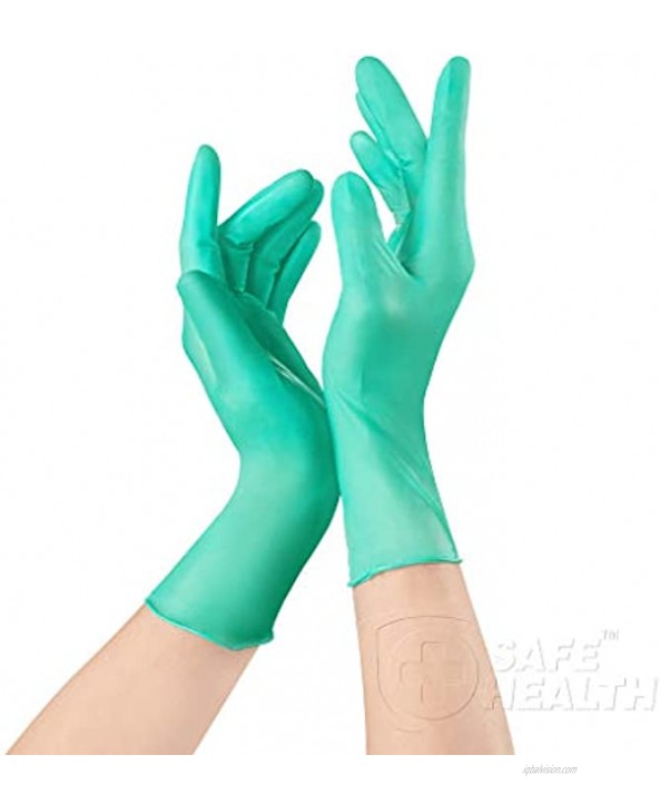 SafeHealth Aloegenii Synthetic Green Vinyl Disposable Gloves-Large | Aloe Vera-5.5 Mil Heavy Weight | Box of 100 | Powder-Free Latex-Free | Cleaning-Food Service-Office