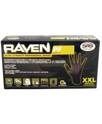 SAS Safety 66518 Raven 6 mil Black Nitrile Disposable Gloves Large 10 Pack100 Gloves per Box