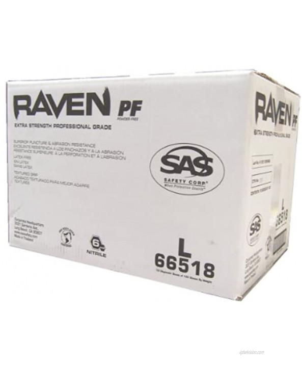 SAS Safety 66518 Raven 6 mil Black Nitrile Disposable Gloves Large 10 Pack100 Gloves per Box
