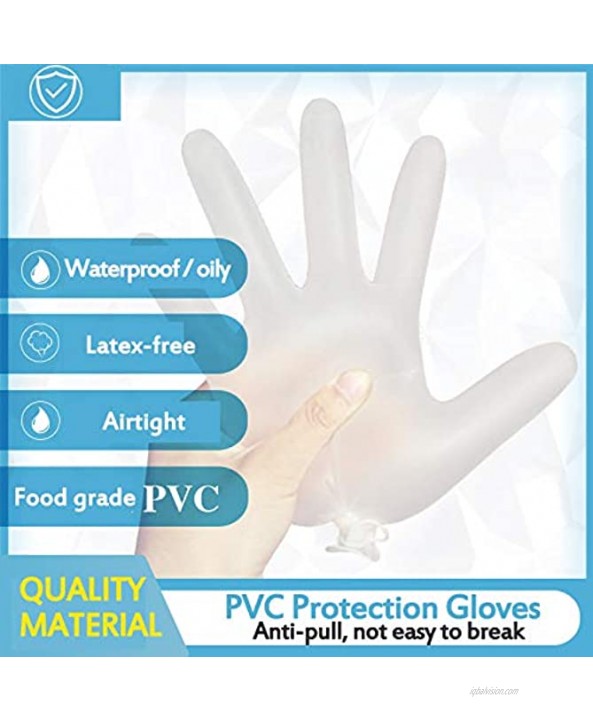 Skymore Disposable Gloves Food Grade Cleaning Gloves PVC Powder Free Chemical&Domestic Industry White 100Pcs L