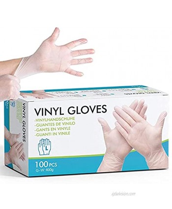Skymore Disposable Gloves Food Grade Cleaning Gloves PVC Powder Free Chemical&Domestic Industry White 100Pcs L