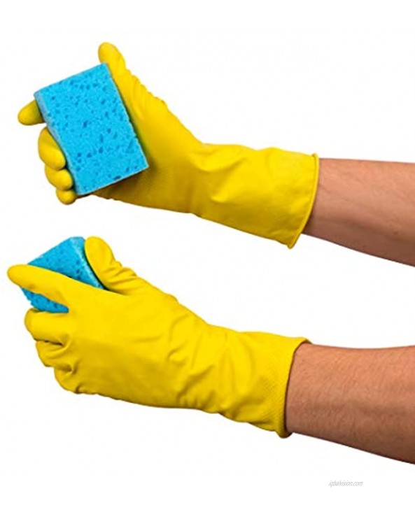 SteadMax 2 Pack Yellow Cleaning Gloves Professional Natural Rubber Latex Gloves Medium Size 2 Pairs