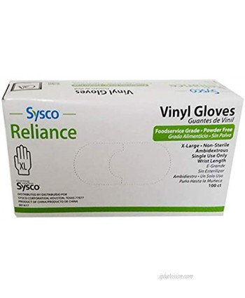 Sysco Reliance Vinyl Gloves X-Large 100 per Box