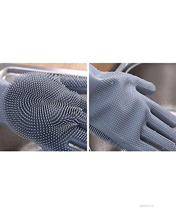 TXV Mart Magic Dishwashing Cleaning Sponge Scrubbing Gloves Food Grade Silicone | Dishwashing Carwash Pet Bathing Multi Purpose Cleaning Gloves | Grey Color 1 Pair
