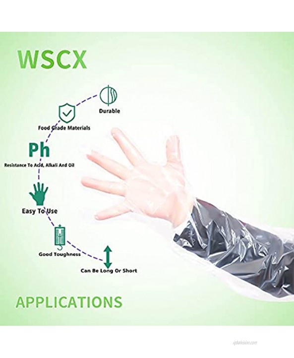 WSCX 50Pcs Veterinary Insemination Rectal Gloves ，Disposable Long Arm Gloves ,Field Dressing Gloves for Cow Gastrointestinal Examination Cleaning Breeding Hunting Gutting Field Dressing and Gardening 35 lnch ong Plastic No tear