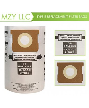 12 Pack Replacement for Shop-Vac 5-8 Gallon Bags,Vacuum Filter Bags Type E 9066100,Part # SV 90661