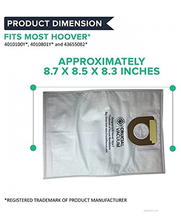 18 Replacements for Hoover Type Y Cloth Bags Fit Windtunnel Upright Compatible with Part # 4010100Y 4010801Y & 43655082 by Think Crucial