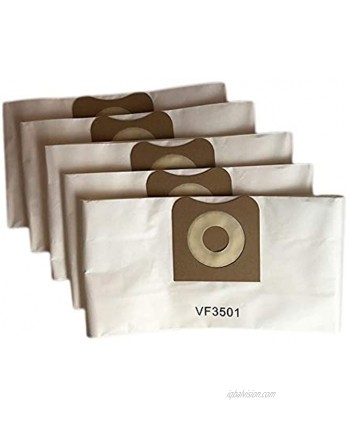 Crucial Vacuum Replacement Allergen Bags Part # VF3501 Compatible With Ridgid Models WD40500 WD40700 WD40501 WD45500 WD45220 3 4.5 Gallon Bag For Vacuums 11.2" X 7.9" X 2" Bulk 5 Pack
