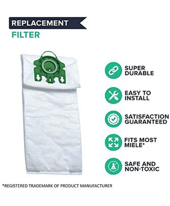 Crucial Vacuum Replacement Cloth Bags & Micro Filters Compatible With Miele Part # 7282050 & Models U,Type U,S7210 Twist Upright,S7260 Cat & Dog Upright,S7290 Jazz Upright 10 Pack 4 Filter