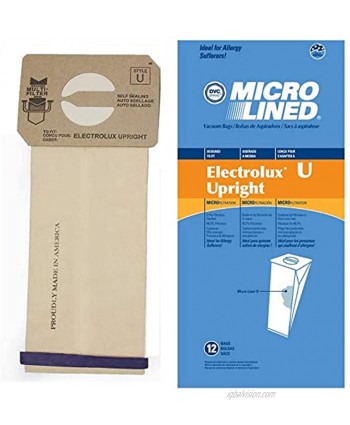 DVC Micro-Lined Paper Replacement Bags Style U Fit Electrolux Discovery I II III 12 Bags