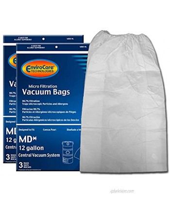 EnviroCare Replacement Micro Filtration Cleaner Dust Bags for Modern Day 12 Gallon Central Vacuums 6 Pack 6 White