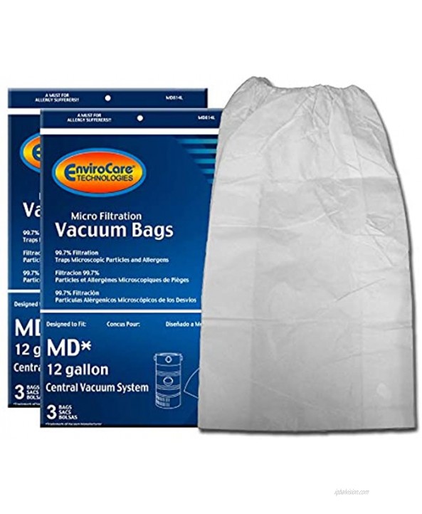 EnviroCare Replacement Micro Filtration Cleaner Dust Bags for Modern Day 12 Gallon Central Vacuums 6 Pack 6 White