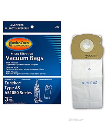 EnviroCare Replacement Micro Filtration Vacuum Bags Designed to Fit Eureka AS Uprights 3 Pack