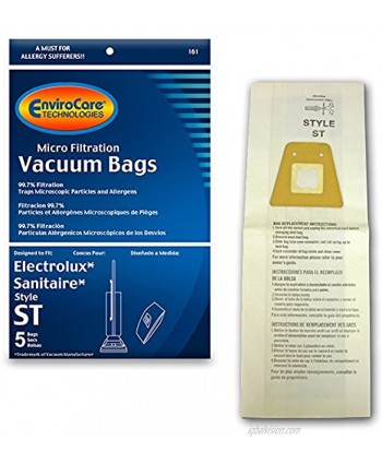 EnviroCare Replacement Micro Filtration Vacuum Bags Designed to Fit Eureka Sanitaire Style ST Uprights 5 Pack