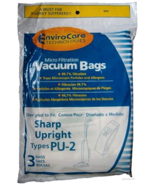 EnviroCare Replacement Micro Filtration Vacuum Bags Designed to Fit Sharp PU-2 Uprights 6 Pack