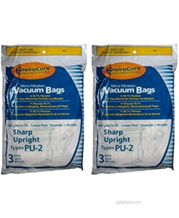 EnviroCare Replacement Micro Filtration Vacuum Bags Designed to Fit Sharp PU-2 Uprights 6 Pack
