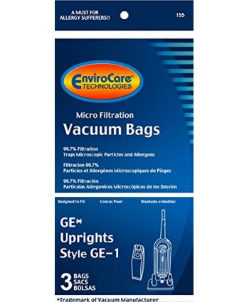 EnviroCare Replacement Micro Filtration Vacuum Bags for GE Uprights Style GE-1 3 Pack