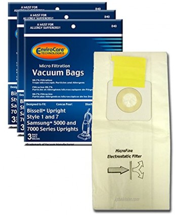 EnviroCare Replacement Micro Filtration Vacuum Cleaner Dust Bags Designed to Fit Bissell Style 1 and 7 Uprights 9 Pack